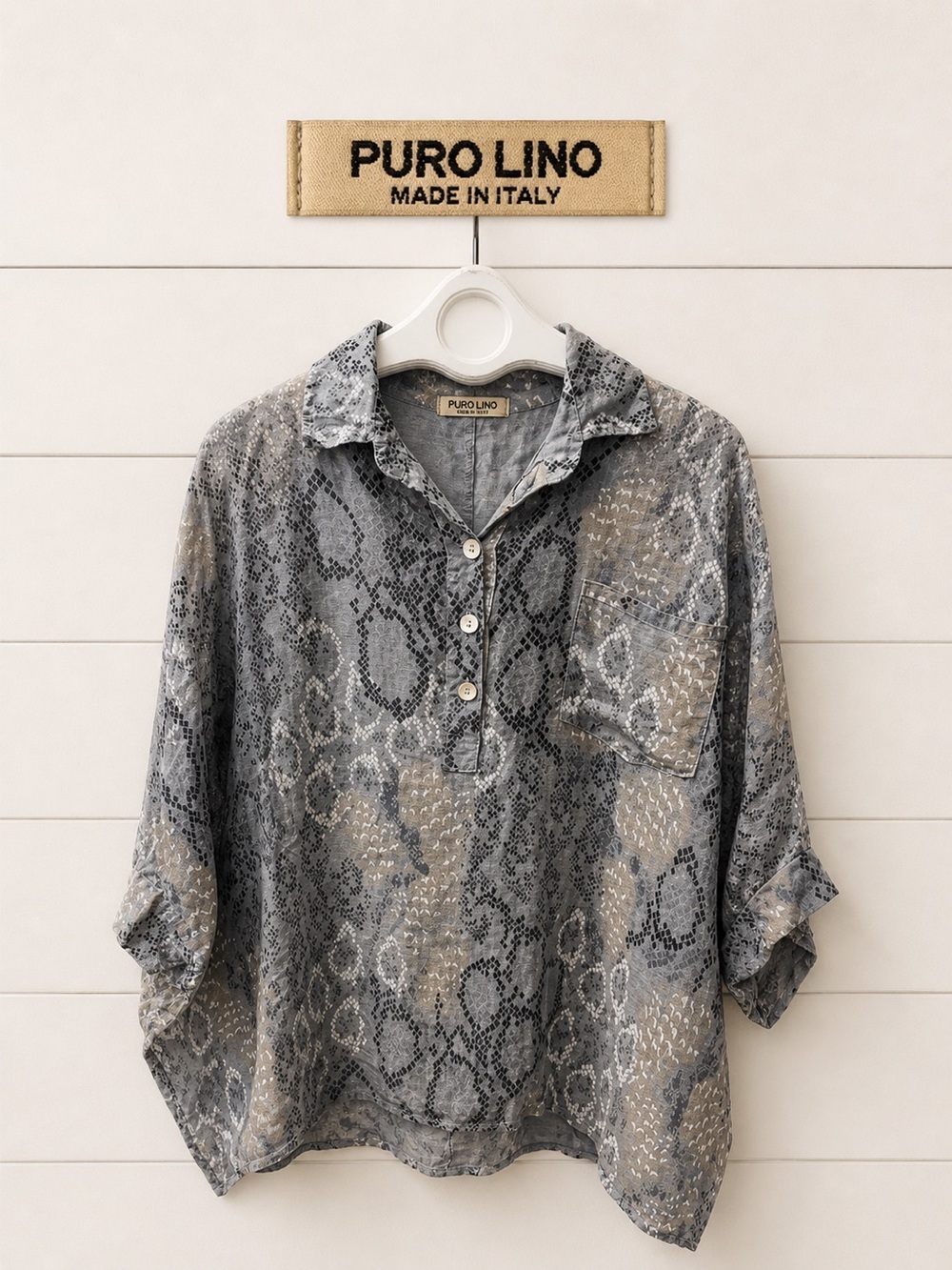 Puro Lino snake print blouse - Made in Italy size 2x•3X